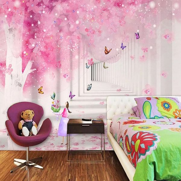 

custom large mural 3d wallpaper cartoon fantasy corridor stereo butterfly bedroom mural tv back wall decor deep 5d embossed