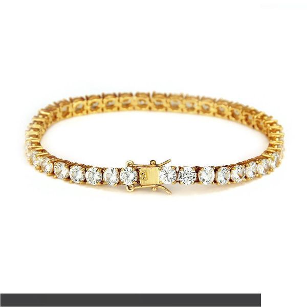 

хип-хоп однорядный микро циркон браслет человек теннисная цепь рука украсить 5 мм, Golden;silver