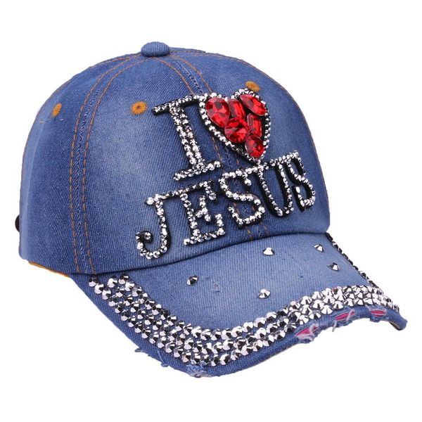 

women men adjustable bling letter rhinestone denim baseball cap snapback hat hip-hop caps czapka z daszkiem, Blue;gray