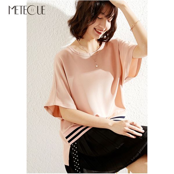 

30 mommie silk women blouse 2019 spring summer fashion batwing sleeve asymmetrical summer 2019 spring, White