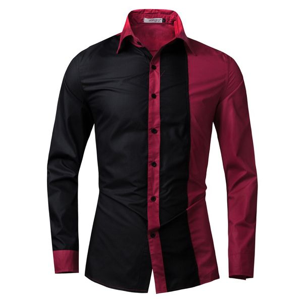 

Men Shirt Long Sleeve 2019 Brand Shirts Men Casual Male Slim Fit Fashion Spell Color Chemise Mens Camisas Dress Shirts 4XL