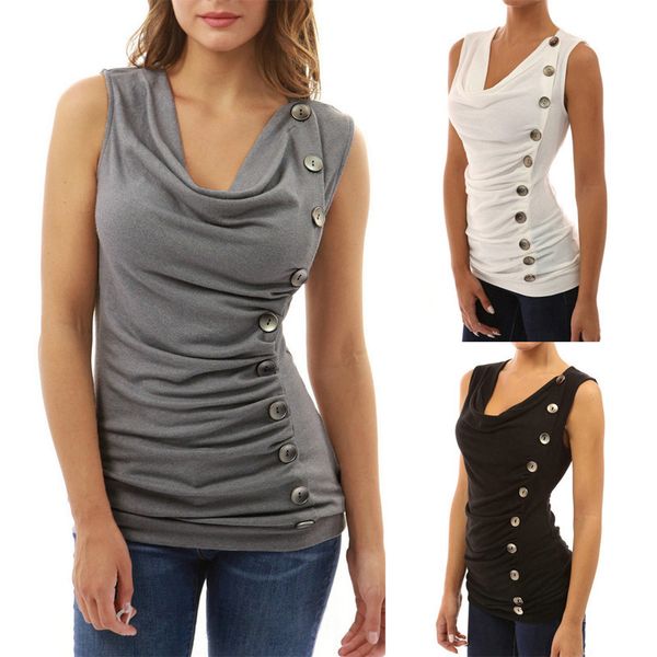 

womens designer t shirt v-neck sleeveless blouse irregular slim t-shirt, White