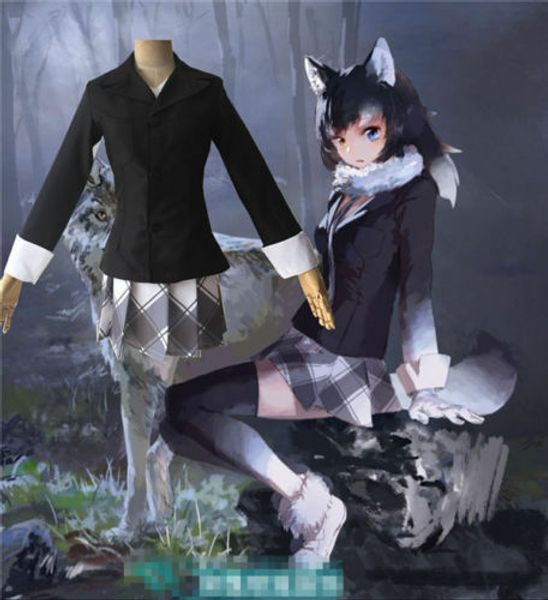 

аниме cos kemono friends cellien серый волк униформа косплей костюм индивидуальные, Black;red