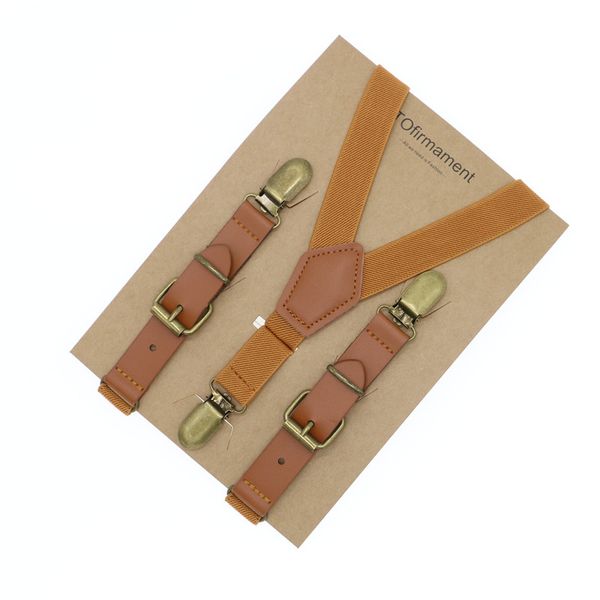 

kids leather suspenders fashion baby braces strong 3 metal clips suspensorio elastic strap children boys brown, Black;white