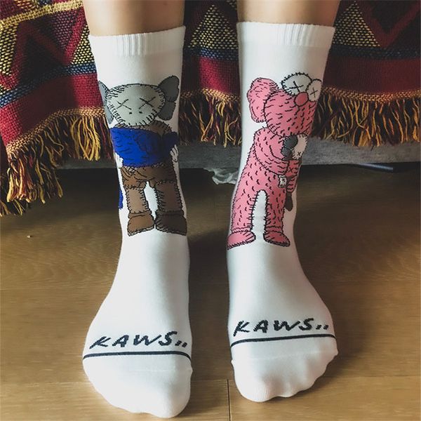 

tide brand socks for teenager fashion women's socks cotton socks with print cute cartoon character sizes, Black
