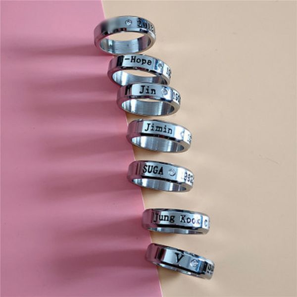Anello in acciaio inossidabile JHOPE Anelli per dito Anelli per gioielli Accessori per uomo Donna Gioielli per ragazzi Bangtan femminili