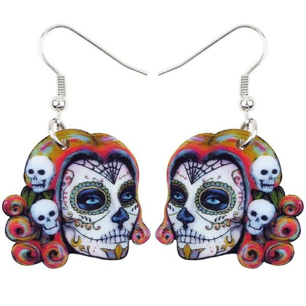 

dangle & chandelier acrylic drop musician halloween festival skeleton skull earring big long fashion jewelry for girls women wholesale, Silver