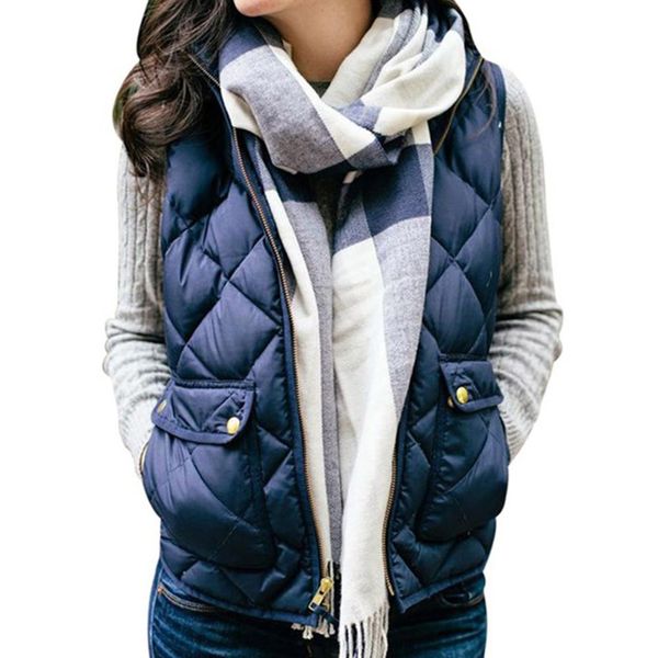

winter ladies sleeveless cotton jacket fashion casual loose thick warm vest jacket large size vest, Black;white