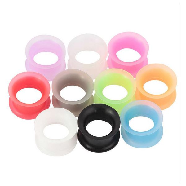 

30pcs silicone flexible thin double flared ear plugs flesh tunnel ear expander stretcher earlets earring gauges piercing jewelr, Slivery;golden