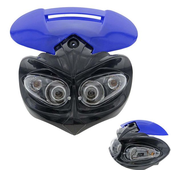 

zyhw black headlight motorcycle street fighter fairing light lamp yellow amber