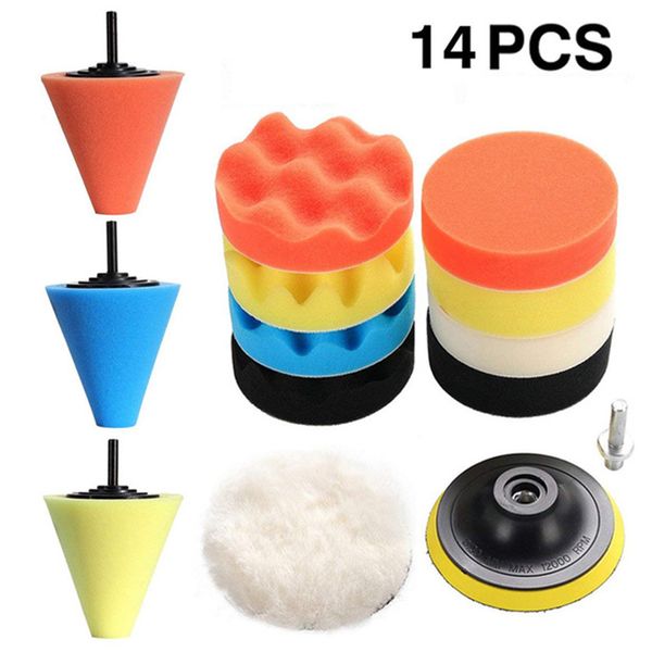 

14pcs car polishing kit buffing pad wheel polishing cone car body polisher sponge pad paint care beauty waxing care tools