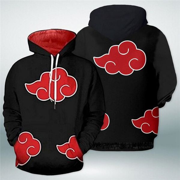 

наруто мужские толстовки облако printed tops mens o-образным вырезом сыпучие косплей итачи uchih толстовки женщины мода одежда, Black