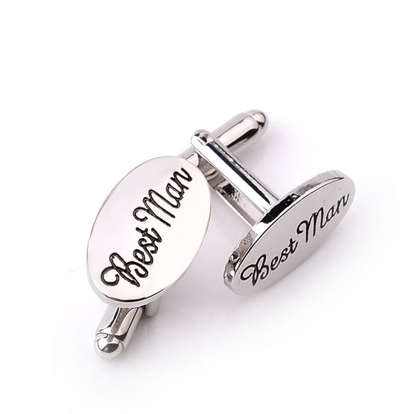 Oval de prata moda jóias casamento abotoaduras Best Man Francês camisa dos homens Cuff links de alta qualidade