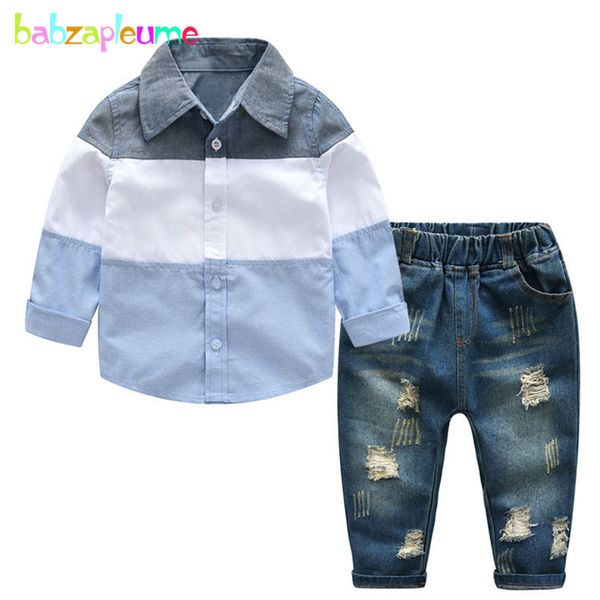 

kids fashion 2018 spring autumn striped long sleeve shirt+jeans baby suits sets toddler boys clothes children clothing bc1063-1, White