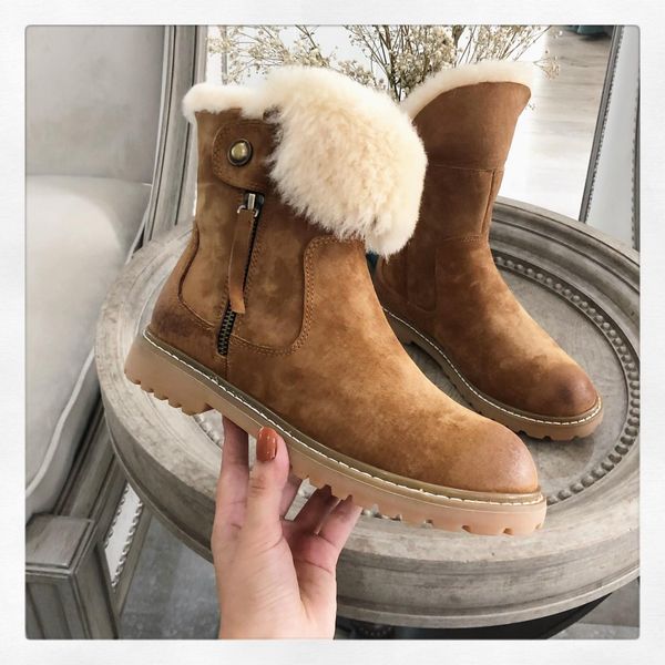 

factory wholesale original brand fur boots ,designed ankle boots, luxury snow boots, made by lamb skin, Black