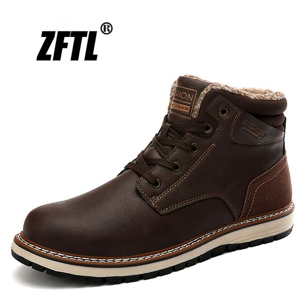 

zftl new men's snow boots man high-cotton shoes large size non-slip outdoor winter warm booties men's casual ankle boots 145, Black