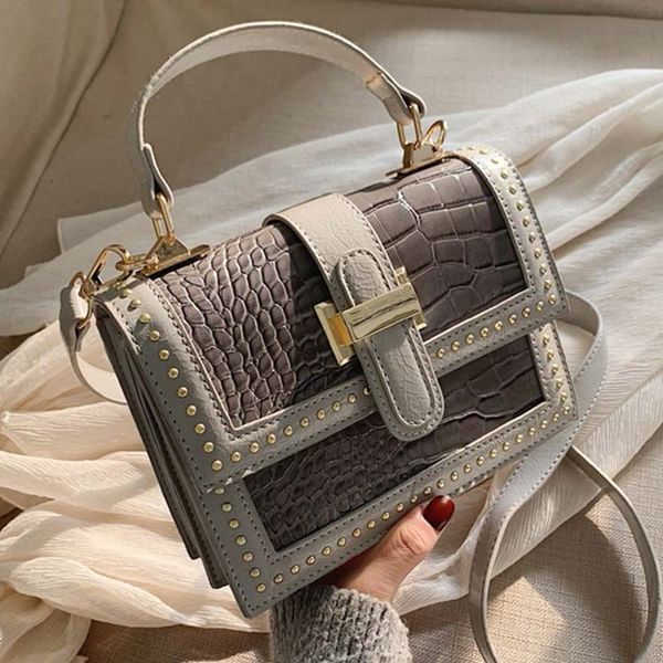 

rivets pu leather crossbody bags for women 2020 new fashion shoulder messenger bag flap bags female travel handbags and purses