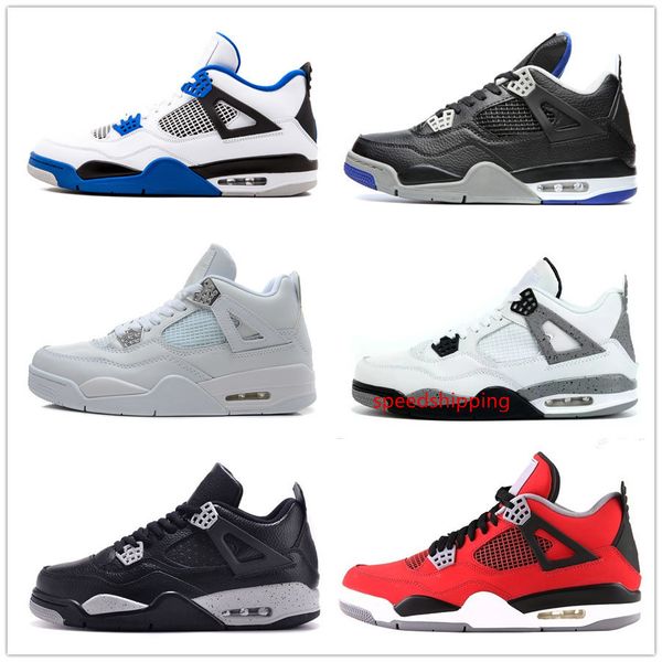 

classic 4 4s toro bravo fear pack white cement men women basketball shoes sneakers bred high sports shoes sizes 5.5-13