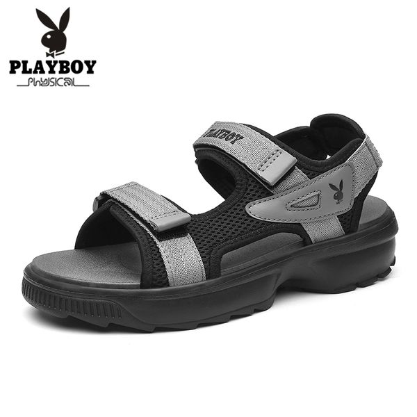 

playboy new men's sandals strap athletic men shoes waterproof hiking walking beach outdoor summer male footwear pl613083, Black