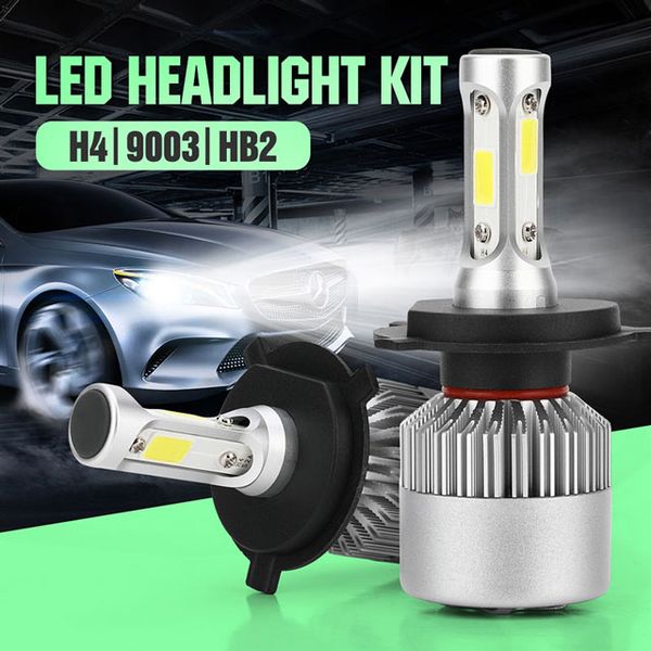 

h4/hb2/9003 led headlight kits-flip cob chips 6000k-low beam/fog light 100w white