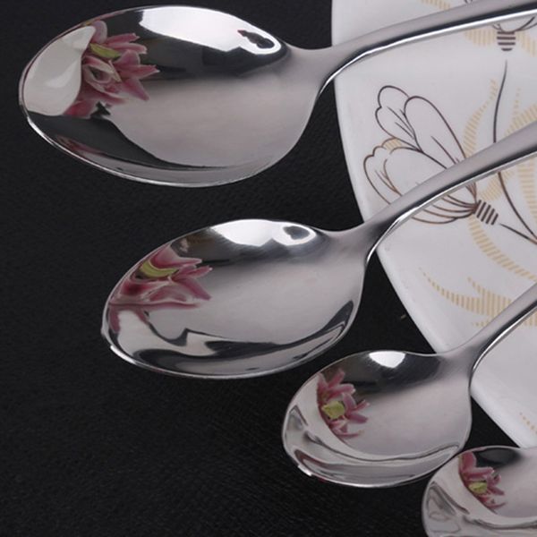 

sell 6pcs stainless steel cake dessert tea spoon ice cream coffee spoon set for kitchen dinning bar dinner spoon cutlery set