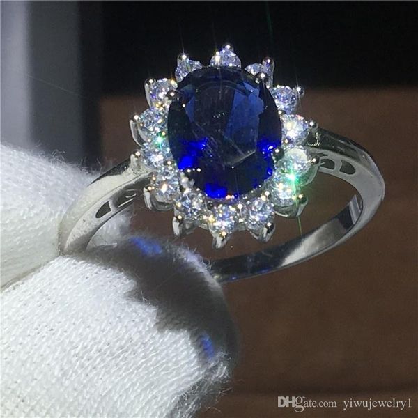 

royal jewelry 925 sterling silver engagement ring sapphire diamond cz anniversary wedding band rings for women size 5-12