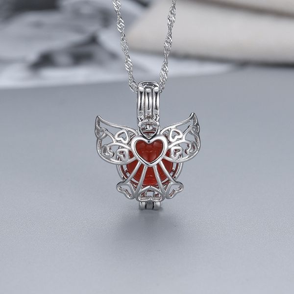 

factory outlet s925 sterling silver locket magic box necklace fashion creative heart pearl cage pendant diy wmpd001