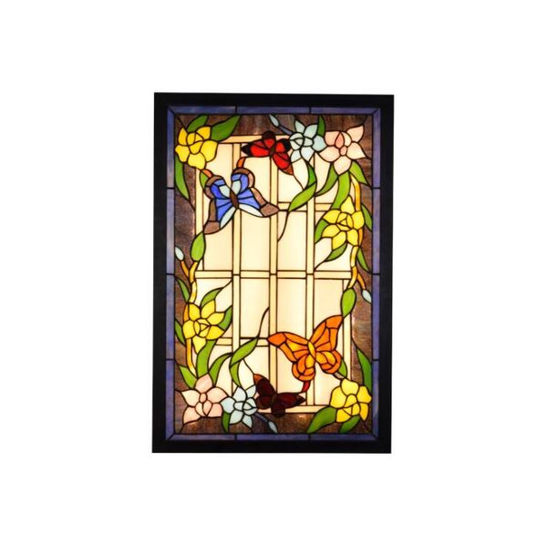 

European Style Glass Art Lights Pastoral Village Flower And Butterfly Living Room Dining Room Mural Lamp Tiffany