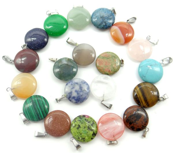 

wholesale 50pcs natural blue sand stone crystal agates turquoises round pendants for jewelry making necklace charms accessories, Bronze;silver