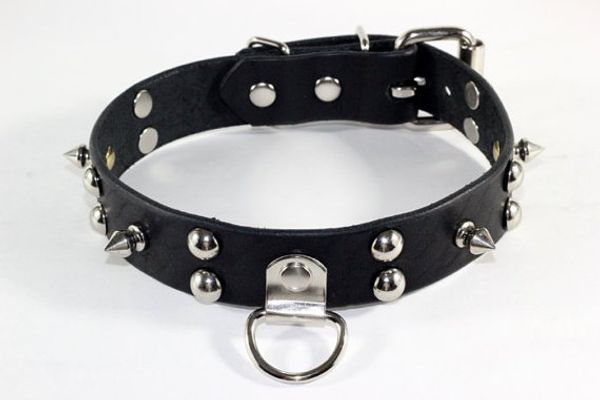 

fashion harajuku dark d-round rivet necklaces clear leather handmade punk choker rock collar punk goth ing, Silver