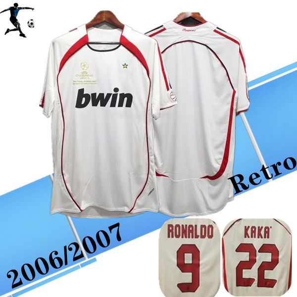 

06 07 retro milan home away football shirts 2006 soccer clothing maldini 3 kaka 22 inzaghi 9 pirlo 21 vintage football shirts, Black;yellow