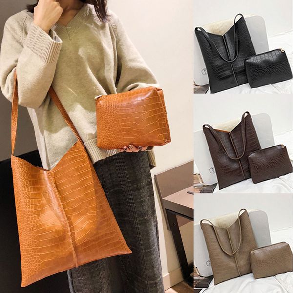 

ladybabag brand 2pcs fashion women alligator leather crossbody bags messenger handle bag dropshipping bolsas de mujer sac
