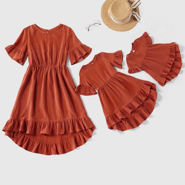 

new family look cute baby summer dress mother and kids cotton dress, Blue