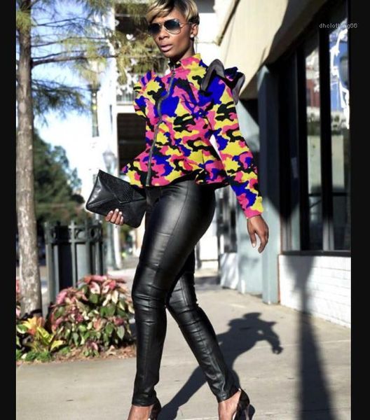 

jackets stand collar long sleeve ruffles coat spring autumn womens coats women designer camouflage, Black;brown