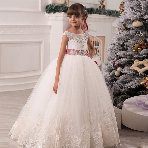 

flower girl dresses first communion dresses for girls ball gown bow sleeveless lace up ankle length glitz pageant for, Red;yellow