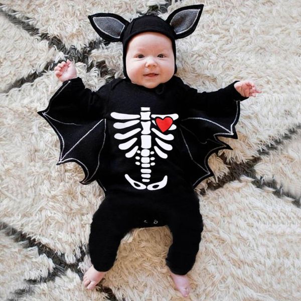 

newborn baby boys girls clothes halloween cosplay costume romper long sleeve carton skull jumpsuits+hat outfits 6 9 12 18 months, Blue