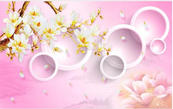 

three-dimensional color carving magnolia mountain water 3d mural tv background wall