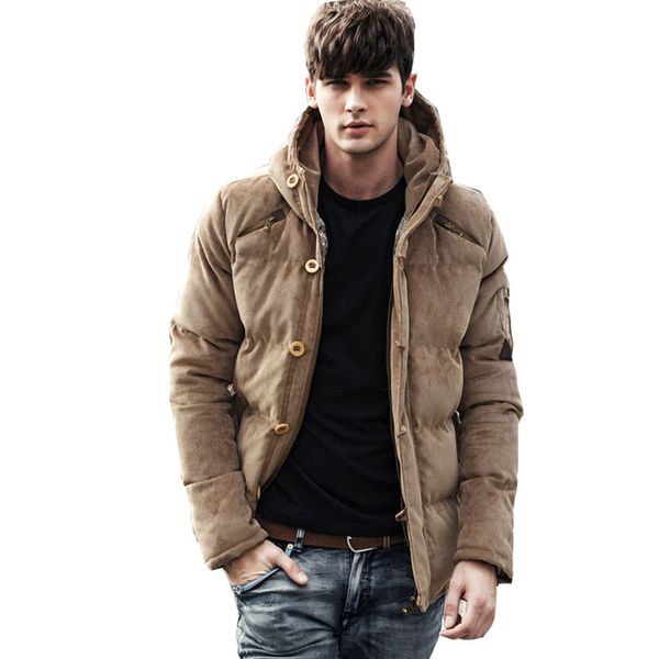 

2019 winter men's cotton men's corduroy warm padded jacket color green / khaki / dark blue more size -xxl xxxl, Tan;black