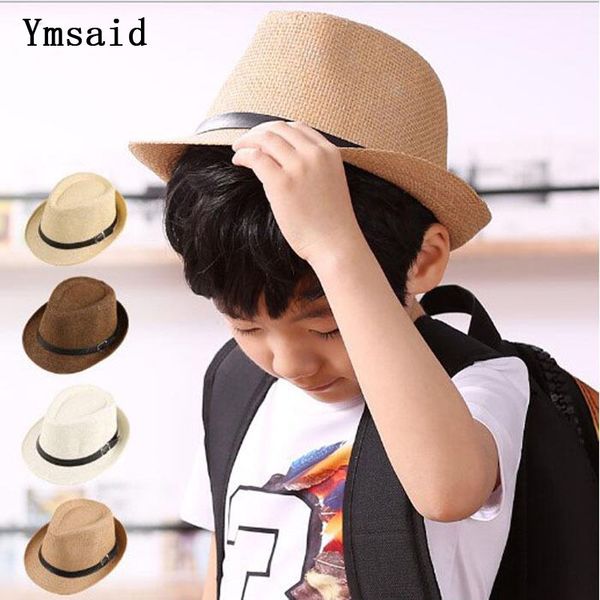 

2018 parent-child baby straw hat summer fashion boys cute hats kids jazz caps child sun hat kid beach hats 4colors, Yellow