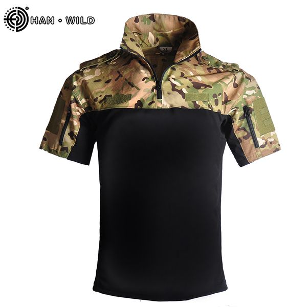 

han wild men military tactical t shirt quick dry short sleeve camouflage army tshirt breathable hiking trekking hunting t-shirt, Gray;blue