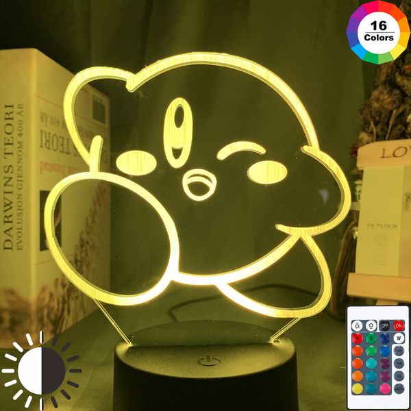 

cute kirby baby night light led touch sensor color changing nightlight gift for kids child bedroom decorative usb table 3d lamp