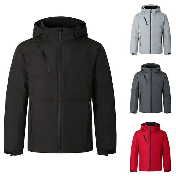 

markyi 2020 fashion warm winter hooded man jacket zipper male parka jacket mens slim fit men parkas big size, Black