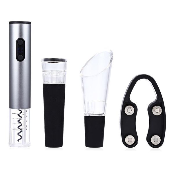 

4pcs electric automatic wine bottle opener set cordless corkscrew with foil cutter vacuum ser pourer opener wine accessories
