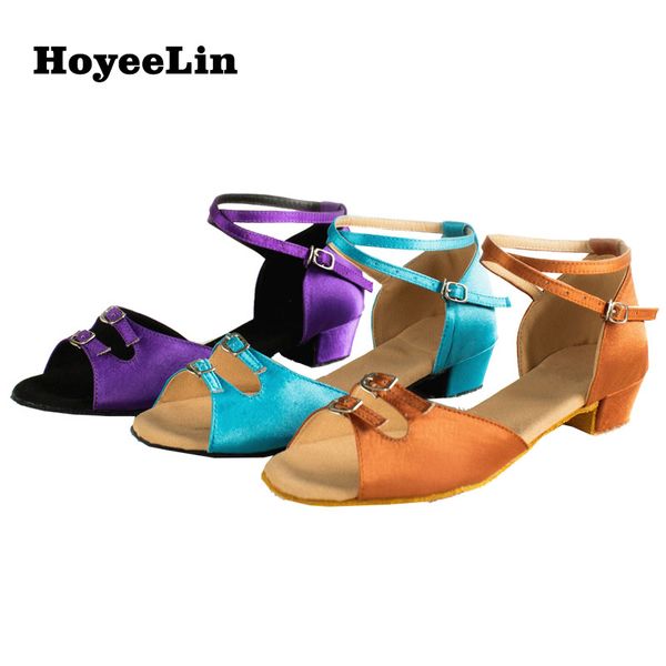 

hoyeelin girl women's open toe low heeled latin tango salsa dance dancing practice shoes