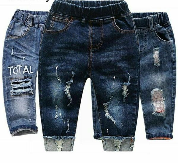 

pants jeans stretchy denim trousers children clothes toddler boys girl boys jeans, Blue