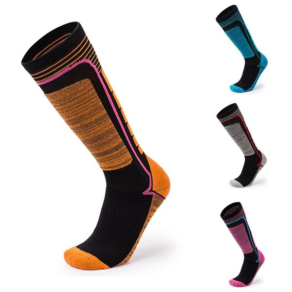 

skiing socks knee high breathable thermal warm climbing sports hosiery footwear family matching clothes for children*, Black