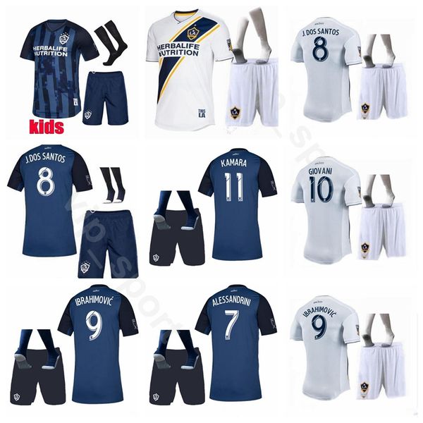 

los angeles la galaxy kids jersey socks set soccer youth pavon ibrahimovic lletget steres depuy katai kitchen corona football shirt kits, Black