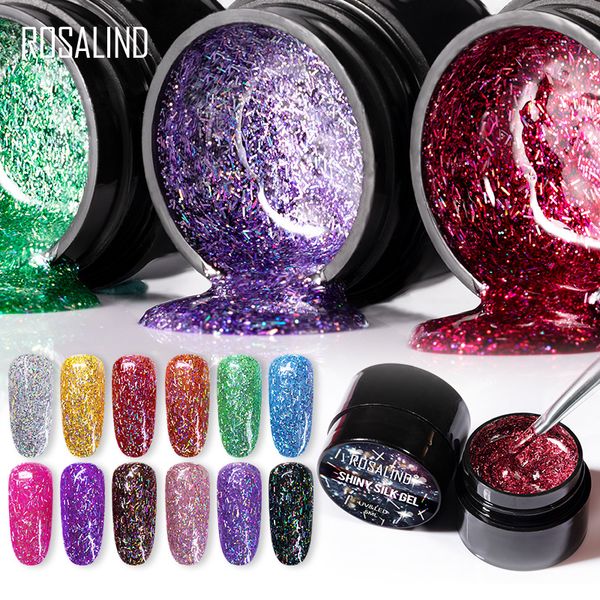 

rosalind 5ml shiny silk gel nail polish bright for glitter painting nail art design need uv lamp base primer for manicure, Red;pink