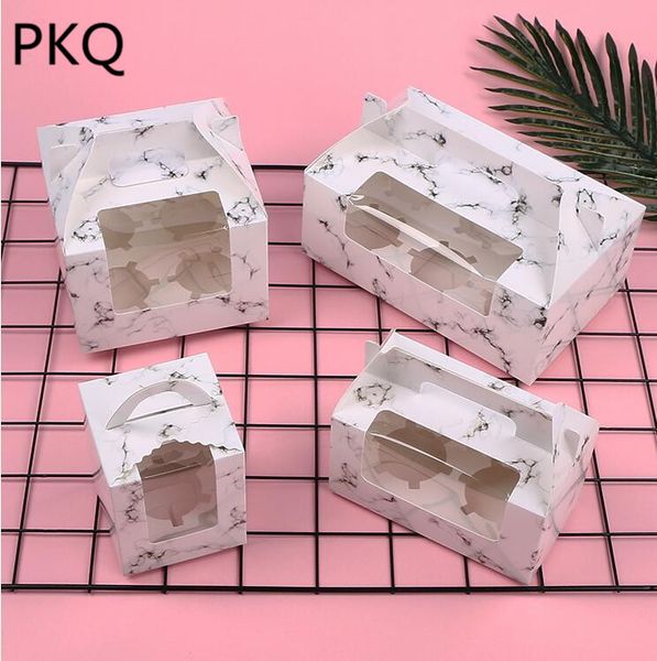 

gift wrap 10pcs white paper cupcake window boxes with handle windowed cake packaging box