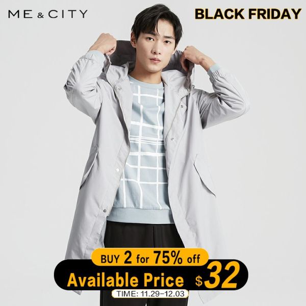 

mecity мужчин 2019 осень повседневная длинные куртки плащи мужчины моды с капюшоном твердая теплый ветровка карманный trench куртка, Black;brown